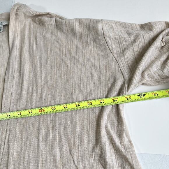 H by Halston Textured Space Dye Open Front Cardigan XL Beige Minimalist Lagenloo - Picture 8 of 10